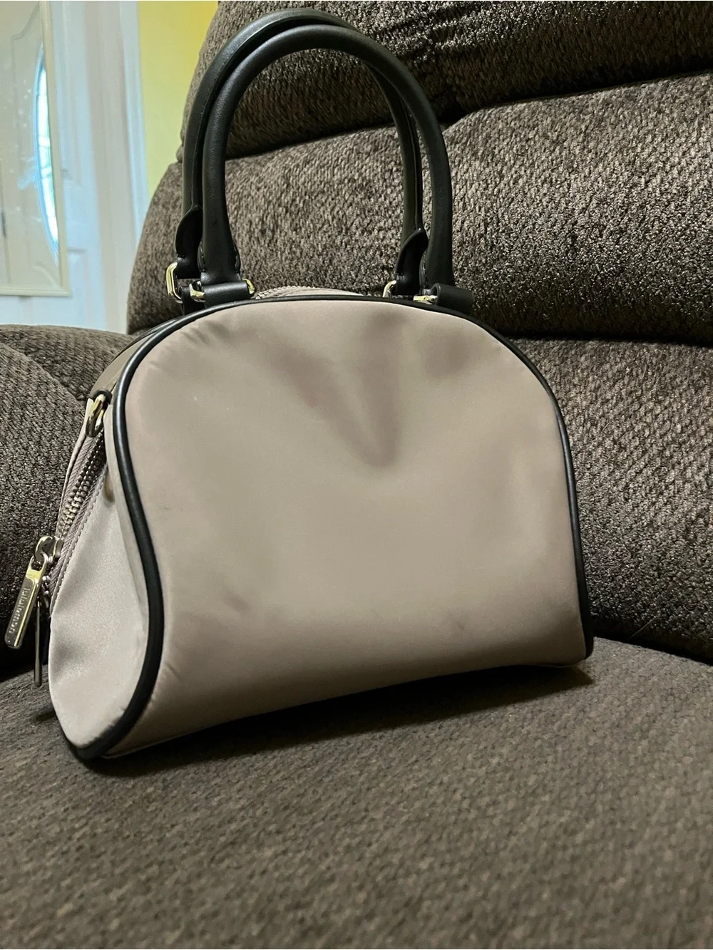 lululemon athletica Taupe and Black Dome Satchel (comes with crossbody strap)
